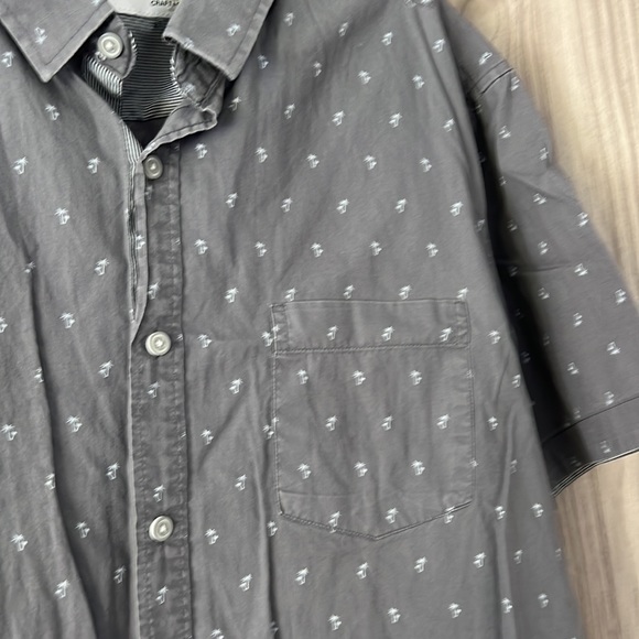 Craft Flow XL Mens Button Down short sleeve grey shirt Palm Trees Grey - Picture 3 of 4